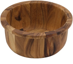 Hot Selling Acacia Wood Bowl Wooden Salad Bowl With Lip for Cereal Serving <b>Containers</b> Wooden Ring Dish Kitchenware Item - Product Image 1
