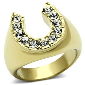 TK717 Anello in Acciaio Inossidabile di Alta Qualità con Cristallo e Placcatura in Oro IP (Ion Plating) per Piatti e Vassoi Trasparenti - Product Image 1