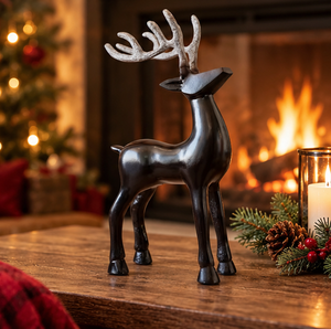 Décor de Noël Design cerf en métal Standard en laiton AK avec finition en Bronze noir pour pièce maîtresse de vaisselle/décor de Noël - Product Image 2