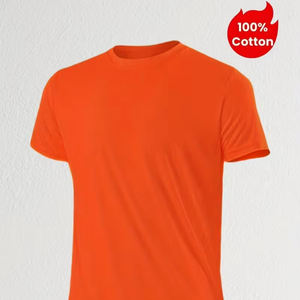T-shirt décontracté homme slim fit été 2026 en coton 100% Dry Fit à manches courtes, motif uni, personnalisable OEM/ODM, logo sur mesure - Product Image 1