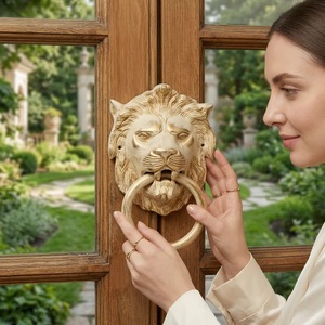 Battant de porte en fonte motif tête de lion, design traditionnel, durable, étanche, pour entrée, taille du trou 50 mm - Product Image 2