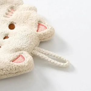 Serviette de toilette absorbante en microfibre polaire corail motif chat mignon avec boucle de suspension pour salle de bain - Product Image 5