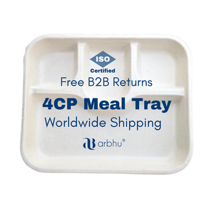 Natural Sugarcane Bagasse 4CP Meal Tray Chemical Free <b>Tableware</b> <b>Disposable</b> Eight Grid Lunch Container Eco Sustainable Organic - Product Image 1