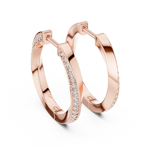 Juego de Aretes de Aro Simples en Oro Rosa de 18K con Baño de Rodio, Diamantes Cultivados en Laboratorio con Certificación IGI, Lujo de 0.38CT, Color E, para Uso Diario, Glamorosos - Product Image 3