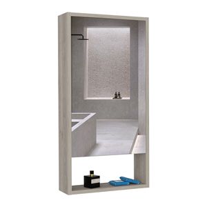 Armadietto per medicinali con finitura grigio chiaro e un ripiano esterno, collezione Irvine, scaffali da bagno - Product Image 5