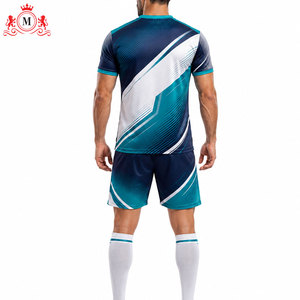 ชุดเสื้อฟุตบอลแบบซับลิเมชั่นสำหรับผู้ชาย กางเกงขาสั้น ชุดยูนิฟอร์มฟุตบอลผู้ใหญ่ ผ้าโพลีเอสเตอร์ระบายอากาศ ตรวจจับรอยตะเข็บ - Product Image 2