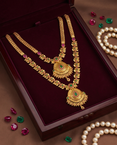 Parure de bijoux ethniques classiques Divyoro en alliage de cuivre plaqué or 24 carats pour femme - Collier et boucles d'oreilles pour usage quotidien et mariages - Product Image 2