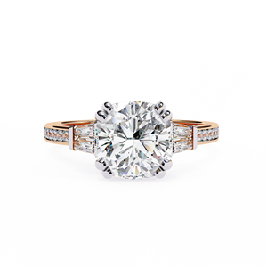 Bague de fiançailles de luxe en or jaune 14 carats avec diamant de 2,5 carats taille coussin et baguette, certifiée IGI, diamant de laboratoire, pour anniversaire et mariage - Product Image 4