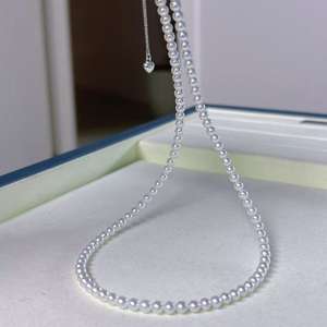 สร้อยคอมุกน้ำจืดธรรมชาติ 3.5-4 มม. พร้อมใบรับรอง GRC ตัวล็อคทอง 18K รุ่น Aurora Pearl - Product Image 4