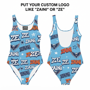 Traje de Baño de Mujer de Nylon y Spandex de Primera Calidad, 200 GSM, Azul Cielo, Impresión por Sublimación Completa, Logotipo Personalizado, Traje de Baño de Una Pieza - Product Image 1