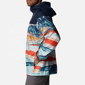 Veste coupe-vent légère pour homme, imperméable, à capuche, fermeture éclair intégrale, imprimé graphique multicolore, pour la randonnée et les sports - Product Image 3