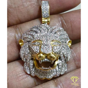 Exclusivo Colgante de León con Piedras de Diamante Moissanite Premium y Estilo Urbano a la Moda - Product Image 4