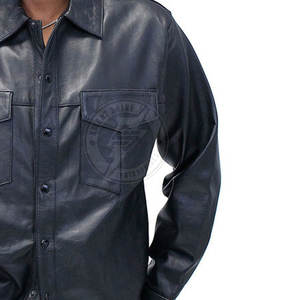 Camisas de cuero para hombre a precio razonable para venta en línea, nueva llegada, camisas de cuero de color sólido para hombre - Product Image 6