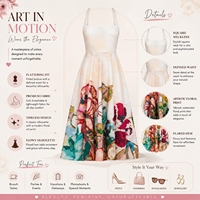 Robe longue élégante à imprimé floral pour femmes |   Robe de soirée sans manches à col carré, style vintage décontracté pour les vacances d'été