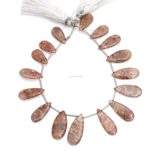 Perles de quartz rutile en cuivre naturel de qualité supérieure, forme poire, lisses, 8 pouces, 7x12,5 10,5x40 mm, faites à la main, par un tiers - Product Image 1