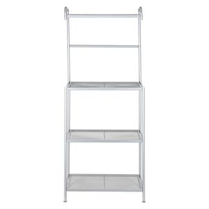 Scaffale da Cucina HODELY in Ferro Battuto Grigio Argento a Quattro Ripiani con Superficie a Rete per Unità e Scaffali di Stoccaggio - Product Image 3