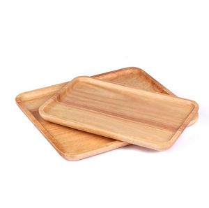 Bandeja de Servir de Madera Hecha a Mano con Asa, Diseño Moderno, Forma Rectangular, para Mesa de Comedor - Product Image 1