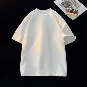 เสื้อยืดคอกลมแขนสั้นสีชมพูสำหรับผู้ชายไซส์ใหญ่ สไตล์สตรีทแวร์ พิมพ์ลาย ผลิตจากผ้าโพลีเอสเตอร์/คอตตอน 220 กรัม ผ้าเจอร์ซีย์ถัก - Product Image 2