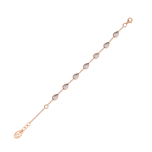 Bracelet élégant en or rose avec diamants en forme de goutte pour femmes |   Bracelet chaîne avec diamants en forme de poire |   Bijoux fins minimalistes - Product Image 1