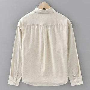 Chemise Homme en Coton et Lin à Manches Longues, Style Vintage, Boutonnage Simple, Tissée, Simple et Polyvalente, Quotidienne, Décontractée, Printemps, Respirante - Product Image 2