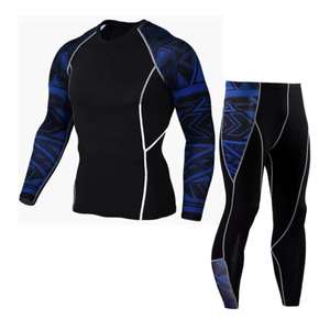 Combinaison de yoga personnalisée OEM imprimée par sublimation, manches courtes, ensemble 2 pièces écologique, design unisexe, tissu polyester et élasthanne, élastique - Product Image 1