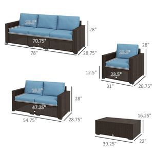 Conjunto de Muebles de Patio Azules para Espacios Exteriores, con Cojines y Mesa de Almacenamiento para Uso con Sofá - Product Image 3