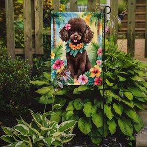 Drapeau de jardin Luau multicolore Bannière de caniche en chocolat Illustration décorative de cour pour boîte aux lettres de patio et parterres de fleurs Petite taille - Product Image 2