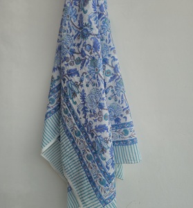 Traditional Indian Print <b>Sarong</b> Indigo Cotton Beach Cover Up for Women Elegant Blue Cotton Beach <b>Sarong</b> Floral Print Swimwear - Product Image 3