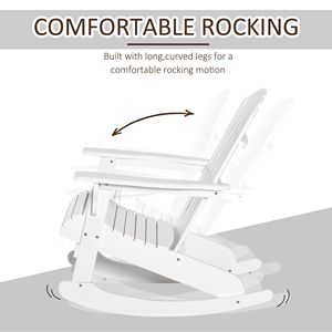 Sedia a dondolo pieghevole da giardino per esterni, stile Adirondack, con schienale a doghe bianche per spazi esterni - Product Image 4