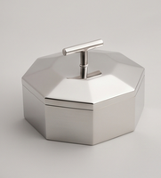 Boîte élégante en métal argenté octogonal pour fruits secs, boîte de rangement de luxe pour dattes, boîte décorative en métal pour la maison, la cuisine et les fêtes