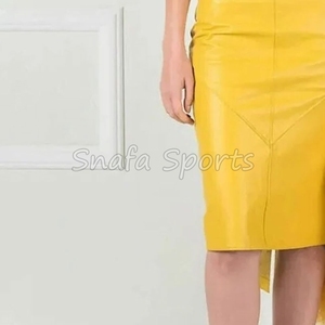 Jupe portefeuille mi-longue décontractée en similicuir tissé pour femme, taille naturelle, nouvelle collection automne 2026, en promotion à prix réduit - Product Image 4