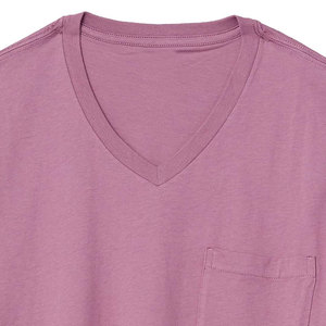 T-shirt à manches courtes personnalisé avec logo, plusieurs couleurs, décontracté, ample, basique, pour homme, col en V, en coton uni - Product Image 6