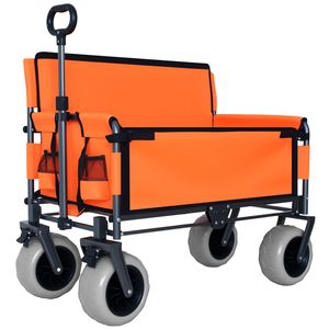 Carrello Pieghevole 3-in-1 Arancione con Capacità di 227 kg, Pneumatici da Spiaggia 9"x4" per Campeggio e Spiaggia, Dotato di Comoda Seduta a Panca - Product Image 1