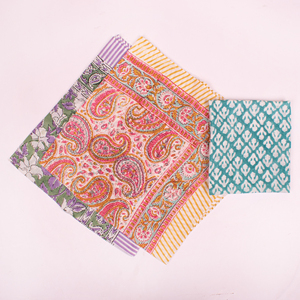 Floral Pattern Unisex Colorful Wraps Artisan Kerchief Organic Cotton Bandana 100% Breathable <b>Square</b> <b>Scarf</b> Bohemian Skin Friendly - Product Image 5
