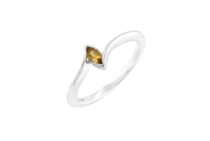 Bague solitaire en citrine de qualité supérieure, taille marquise 5x2,5 mm, en argent massif 925, faite à la main, bijoux de mariage et de fiançailles pour femmes - Product Image 1
