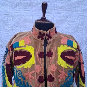 Handmade Embroidered Design Velvet <b>Jackets</b> With Long Sleeve, Open Front Short <b>Nehru</b> Coat Casual Bohemian <b>Jacket</b> Women Clothing - Product Image 2