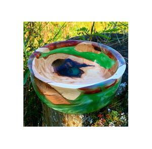 Bol en résine époxy et bois d'acacia fait main de qualité supérieure, finition lisse et brillante, sans BPA, écologique, pour la cuisine, le service, la décoration et l'exposition - Product Image 3