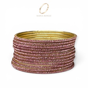 Juego de Brazaletes de Acero Inoxidable Rosa con Baño de Oro Brillante, de Moda, con Cristales de Primera Calidad, para Bodas, Venta al Por Mayor para Mujeres - Product Image 4