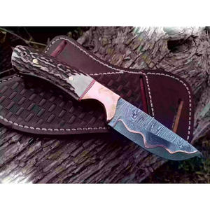 Cuchillo de Caza Premium de Acero de Damasco, Hoja Fija de Espiga Completa con Mango de Micarta para Camping, Bushcraft y Supervivencia - Product Image 3