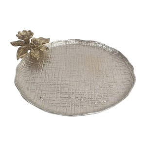 Fine Quality <b>Gold</b> Embossed Metal Handcrafted Royalcore Eco-Friendly Wedding Decorative <b>Serving</b> <b>Tray</b> with Handles - Product Image 6