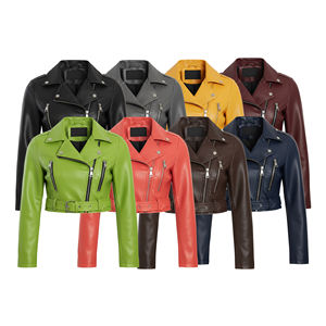 Veste en cuir pour femme, modèle 2026, la plus vendue, style motard, coupe ajustée, vêtement de moto, fermeture éclair, en cuir véritable - Product Image 1