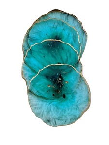 Ensemble de sous-verres indiens faits à la main en résine bleue 4 pièces de qualité supérieure tapis et tampons de décoration de table prix en vrac accessoires accessoires - Product Image 2