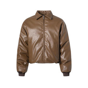 Wholesale Mens Winter Motorcycle Outdoor Waterproof <b>Windbreaker</b> Zip-Up <b>Vintage</b> PU Leather Jacket Eco-Friendly Breathable Men - Product Image 1