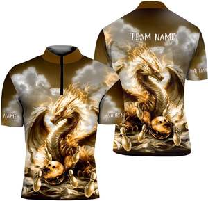 Manufacturer Sublimation Casual T Shirt Tshirts Sport Men Polo T-Shirt Retro <b>Bowling</b> Shirts - Product Image 5