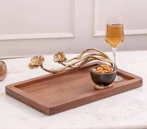 Bandeja de servir de madera premium, bandeja de lujo para servir aperitivos, bandeja de servir de madera para hotel, bandeja de servir para restaurante, bandejas de almacenamiento - Product Image 2