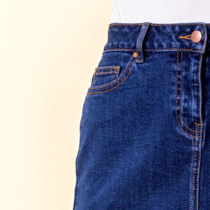 Wholesale Price High Waist Women A-Line Knee Length Denim Skirt 2025 New Trendy Fashionable Casual Wear Customized Denim Skirt - Product Image 3