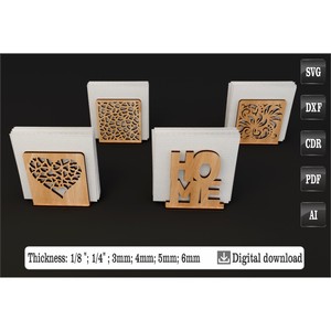 Soporte para caja de pañuelos de madera con diseño de corte láser, soporte decorativo moderno independiente para uso en mesa del hogar - Product Image 1
