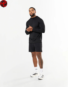 Camiseta Deportiva Personalizada de Manga Larga con Cuello Redondo, para Gimnasio, de Algodón y Poliéster, Elástica en Cuatro Direcciones, Transpirable, Unisex, OEM, ODM - Product Image 3