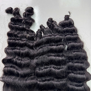 Prix usine 100% brut vierge vietnamien trame humaine dentelle paquet lâche vague profonde couleur naturelle Super Double dessiné Extensions de cheveux - Product Image 6