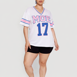 Maillot de football américain unisexe surdimensionné en maille blanche, col en V, respirant, en polyester, personnalisable pour équipe, grandes tailles, OEM, faible MOQ, vente en gros - Product Image 5